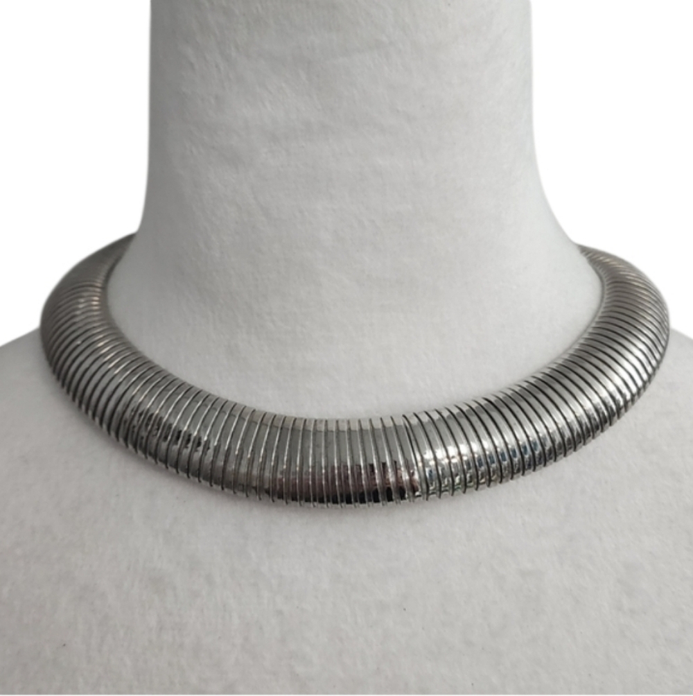 Elegant Silvertone Choker Necklace
